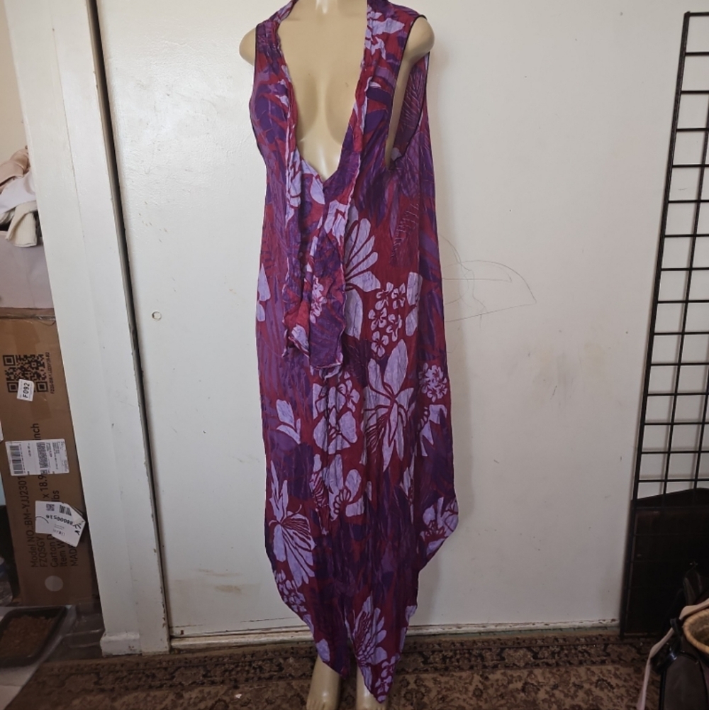 Floral Purple and Pink Sleeveless Dress